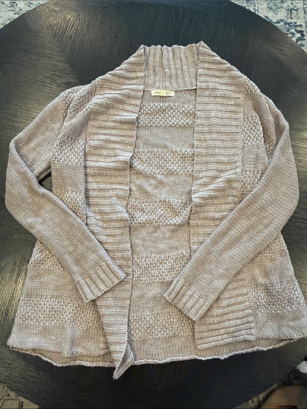Honey Punch Taupe Open-Front Knit Cardigan